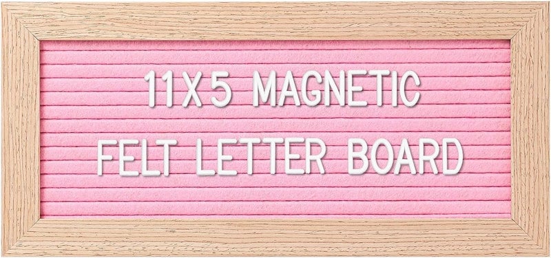 G GAMIT Small Magnetic Felt Letter Board 11x5Inch with Changeable Letters and Numbers, Message board Letter Sign Board in Wood Frame for Anoucement&Notification(Pink) - Image 1